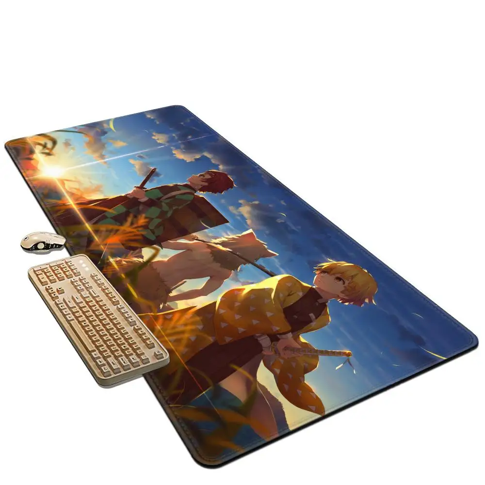 Black And White Manga Mouse Pad Laptop Japan Anime Extended Desk Mat Cool Demon Slayer Zenitsu Mousepad PC Yellow Keyboard Rug