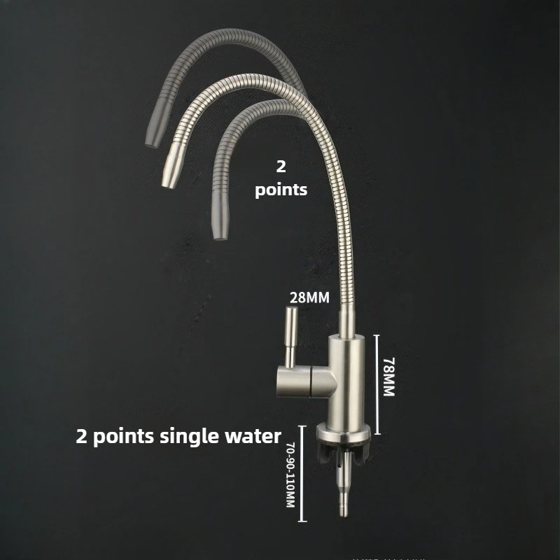 1/4 Zoll Küchenwasserfilterhahn, flexibler Trinkhahn, Wasserreiniger, Wasserhahn, Küchenarmatur aus Edelstahl 304