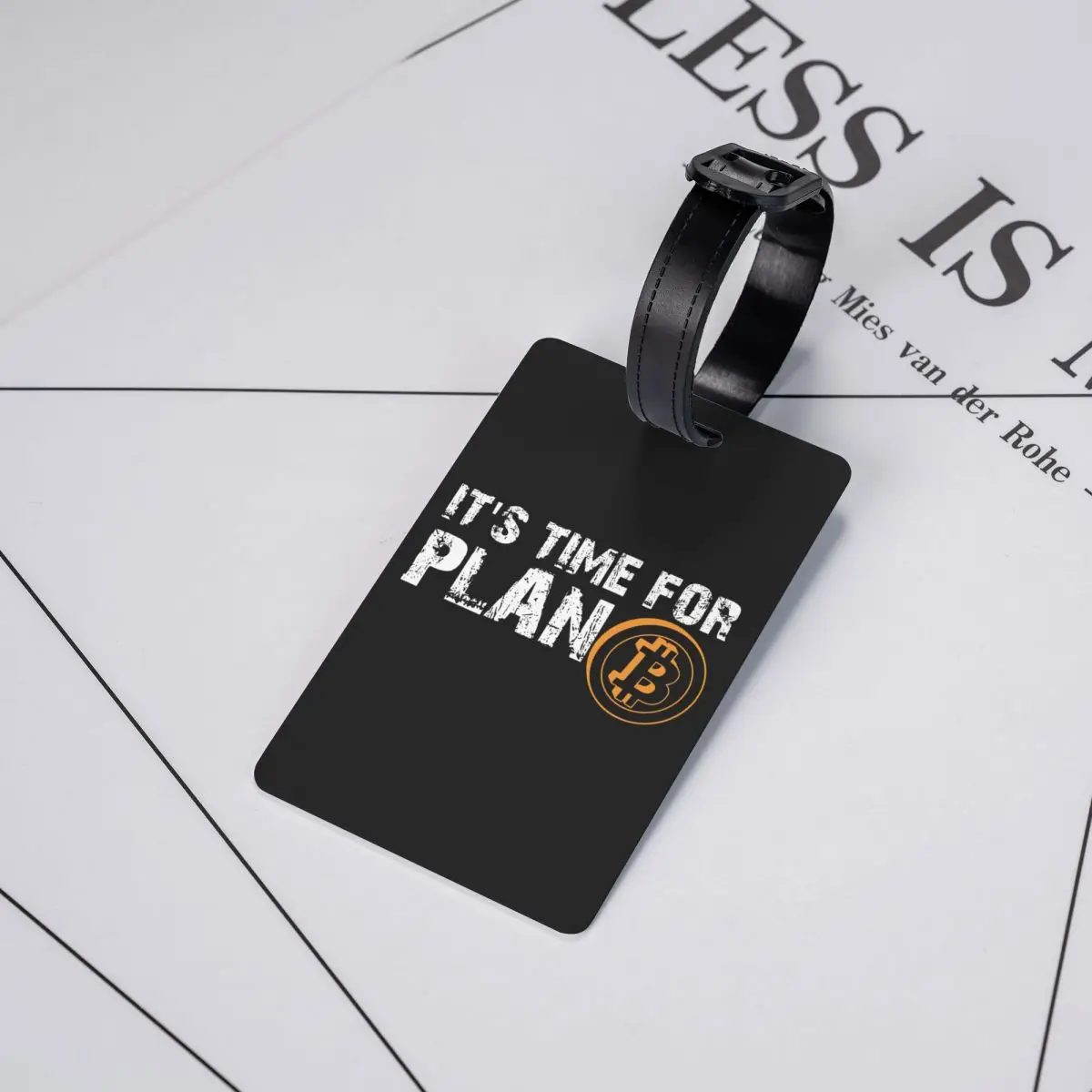 Custom It's Time For Plan B Bitcoin BTC Crypto Currency Luggage Tag Privacy Cover ID Label for Travel Bag Suitcase