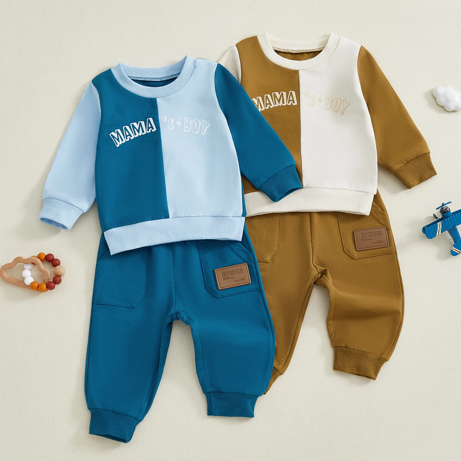 

2025-06-23 Lioraitiin Осенняя одежда для маленьких мальчиков, пуловер с длинными рукавами и круглым вырезом с буквенным принтом + длинные штаны с эластичной резинкой на талии, комплект из 2 предметов