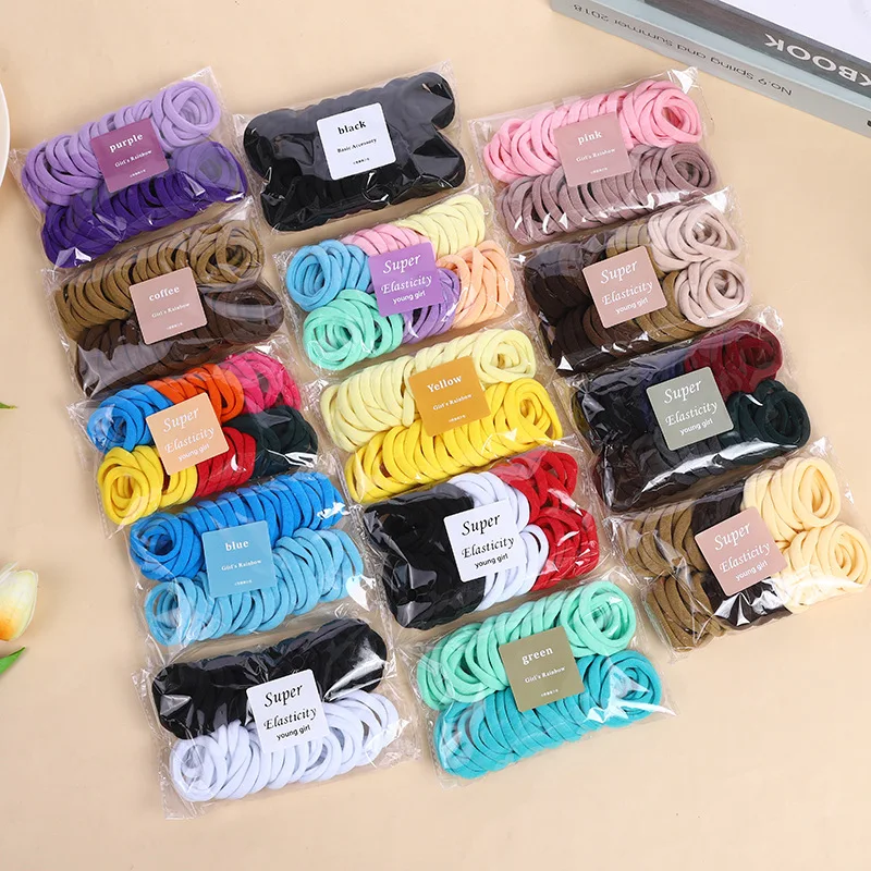 48Pcs 4CM Large Elastic Hair Bands Girls Colorful Nylon Headband For Children Ponytail Holder Scrunchie Women Hair Accessories image 6