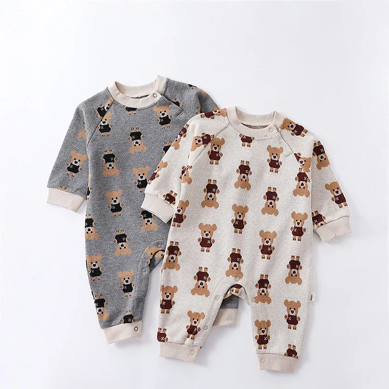 0-24M Newborn Kid Baby Boy Girl Winter Clothes Knit Baby Sweater Romper Long Sleeve Warm Thick Jumpsuit Cute Costumes Outfit