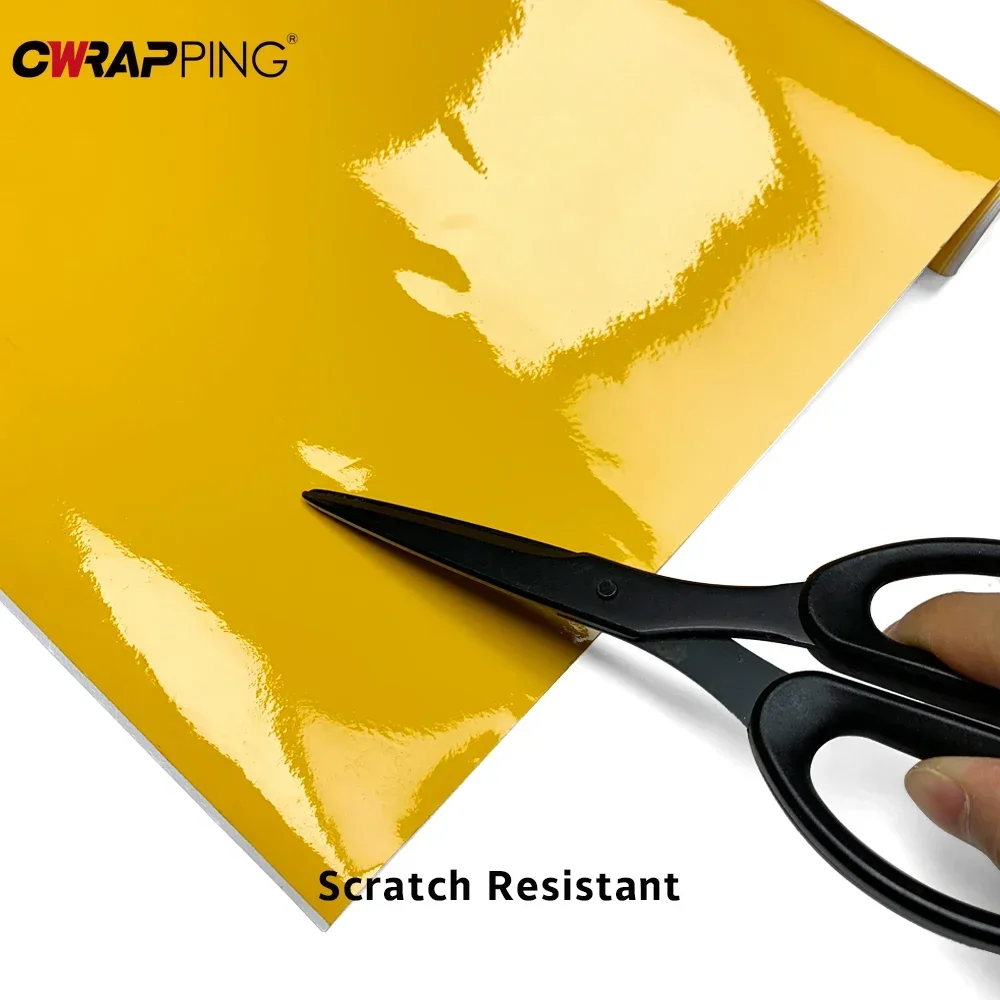 Car Sticker Vinyl Wraping Glossy Vinyl Wrap Waterproof Adhesive Vinyl Yellow Motorcycle Stickers Auto Film Covers for Car Decals