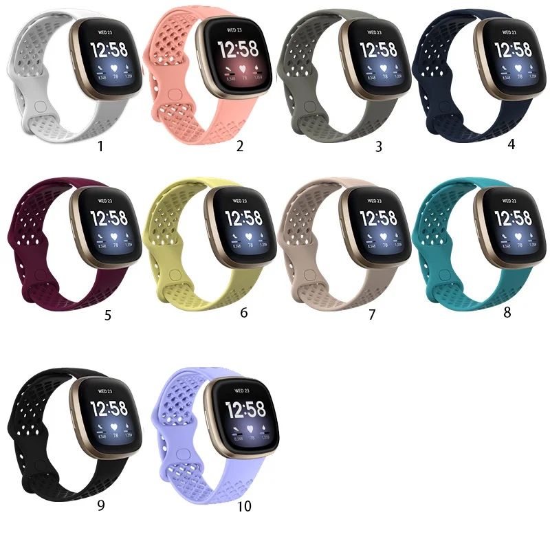 

Breathable Soft Silicone Sport Band Strap For Fitbit Versa 3 4 Fitbit Sense 2