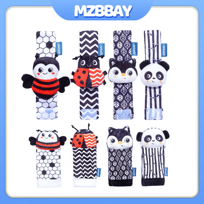 Interactive Baby Rattle Sock Set Cute Stuffed Animals, Wrist Strap Toy for Newborn Boy Girl 0-24 Months, Baby Rattles Mobiles