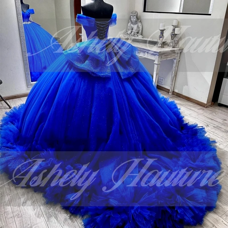 Customized Royal Blue 15 Year Old Girl Quinceanera Dresses Bow Ruffle Ball Gown Women Prom Special Occasion Wear Party 14 26 New image 2