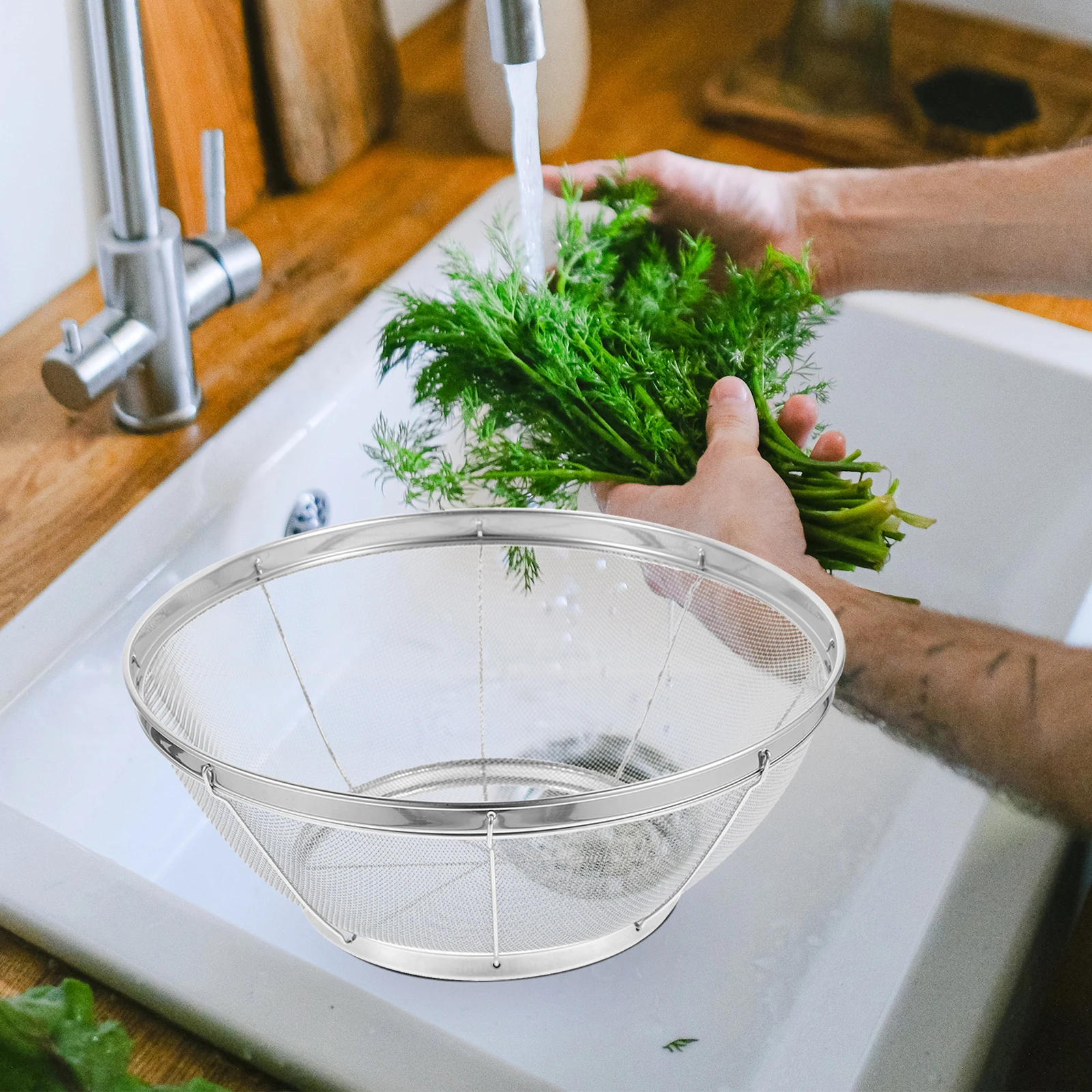 

5pcs Stainless Steel Fine Mesh Basket Fruit Vegetable Washer Drainage Rice Strainer Kitchen Tool Non Rust
