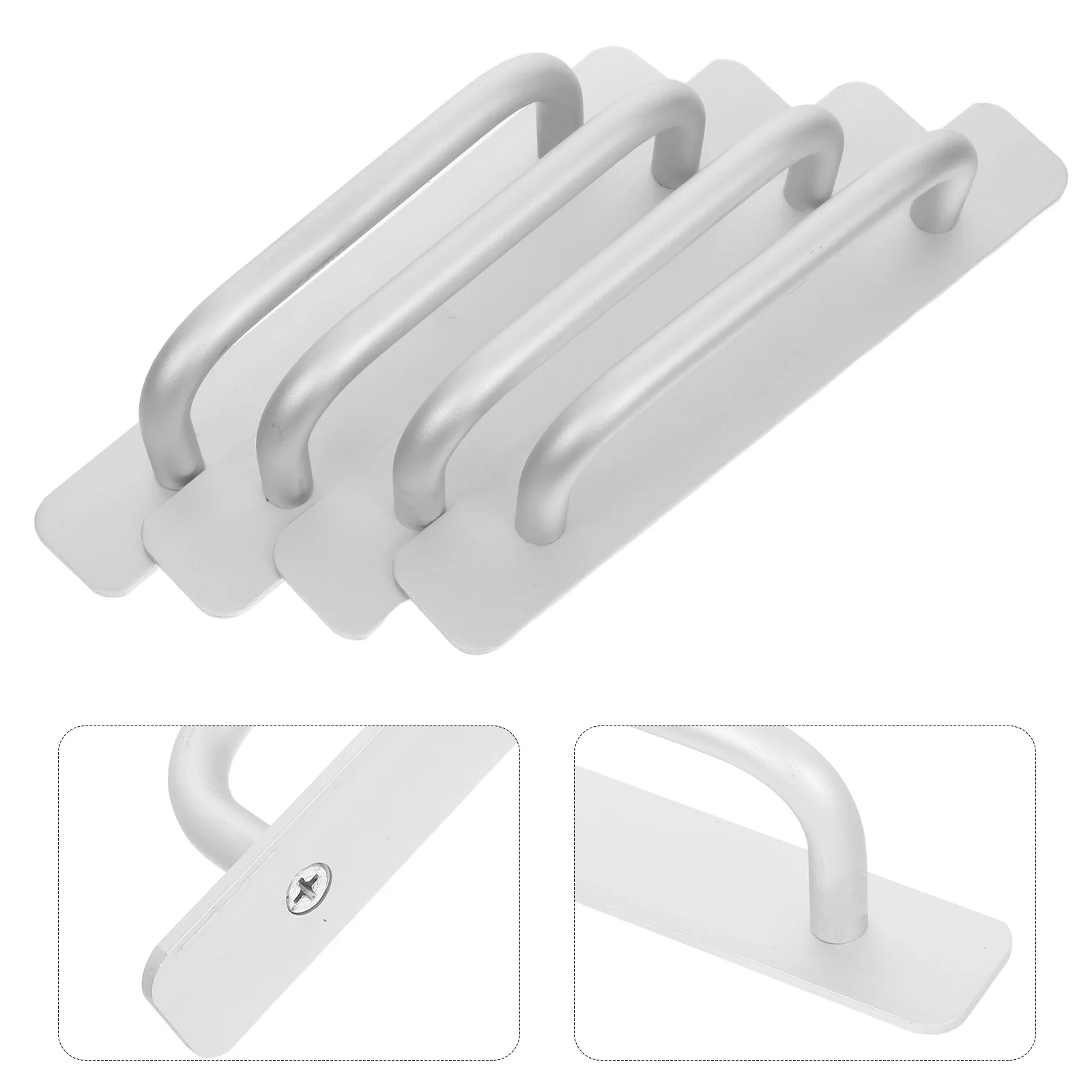 

4pcs Adhesive Aluminum Alloy Cabinet Handles No Drill Stick On Door Pulls 15Cm Surface Mount Sliding Glass Door Handle Modern