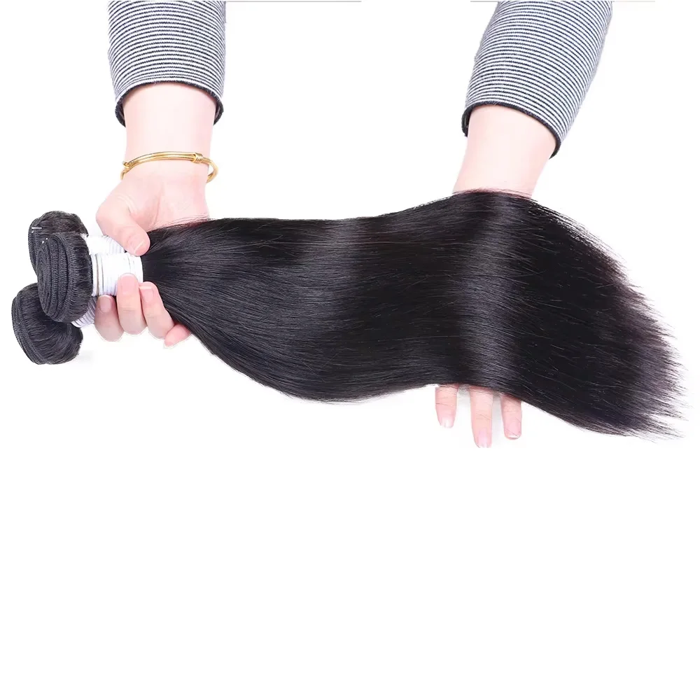 40 Inch 3/4 Bundles Human Hair Bundles Natural Black Straight Brazilian Weave Human Hair Bundles Human Hair Remy Hair Extensions