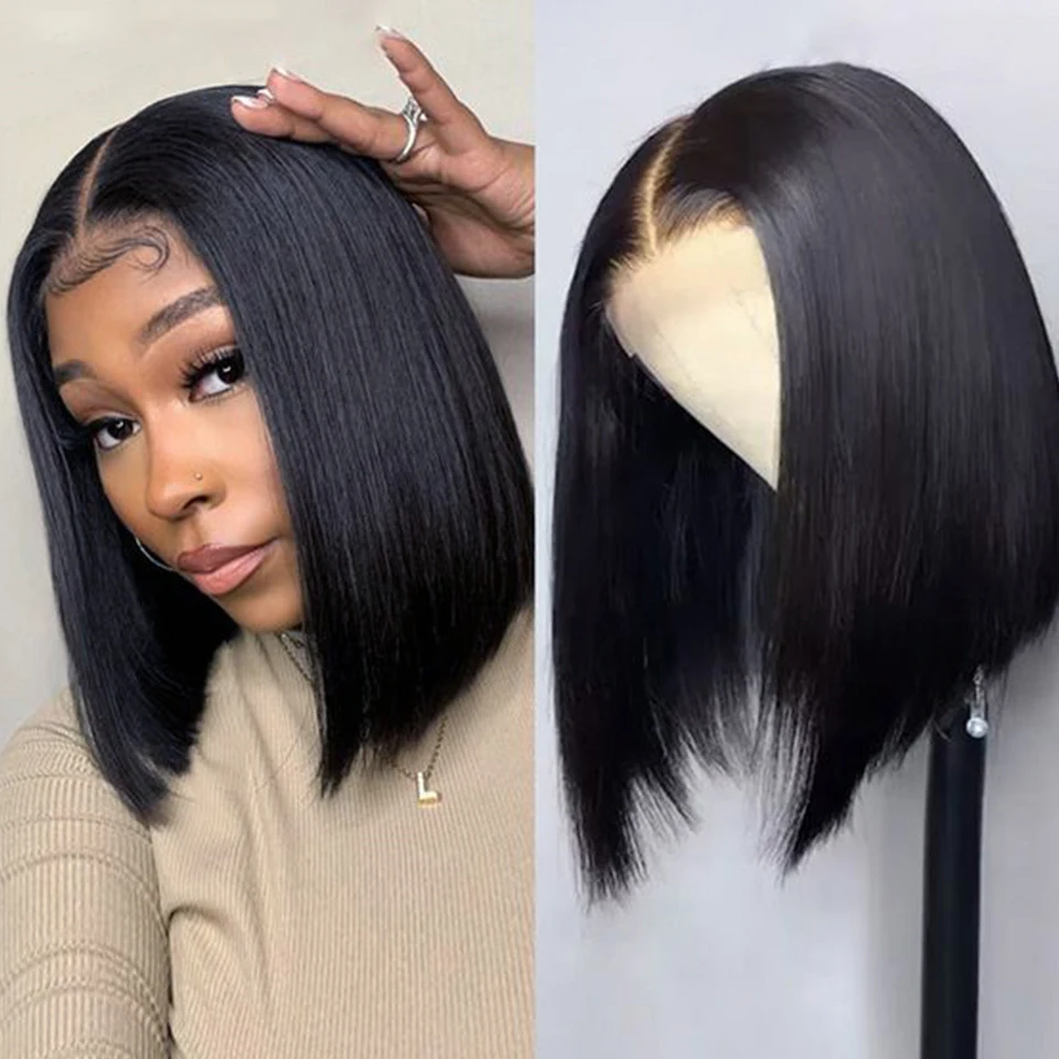 

Brazilian Wig Straight Short Bob Lace Front Wigs 13x4 Lace Front Human Hair Wigs Pre-plucked With Baby Hair Jazz Star Non-Remy