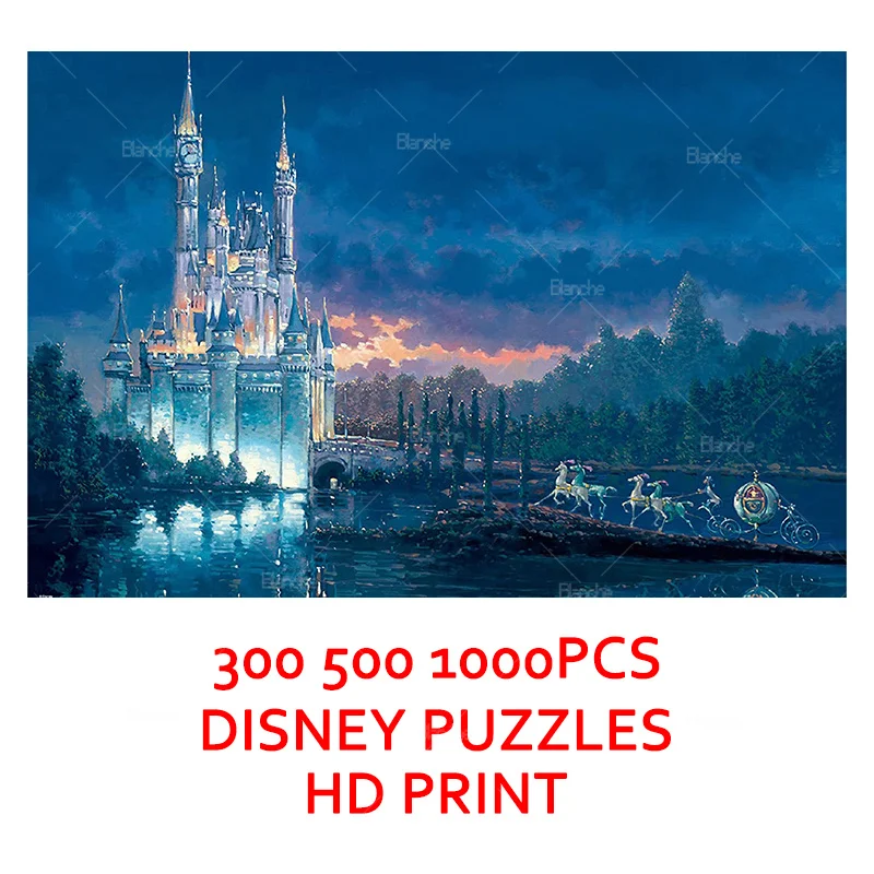 

Disney Princess Cinderella Night Castle Pumpkin Carriage Scenery 300 500 1000PCS Puzzle Paper Jigsaw For Girls Teens Friend Gift