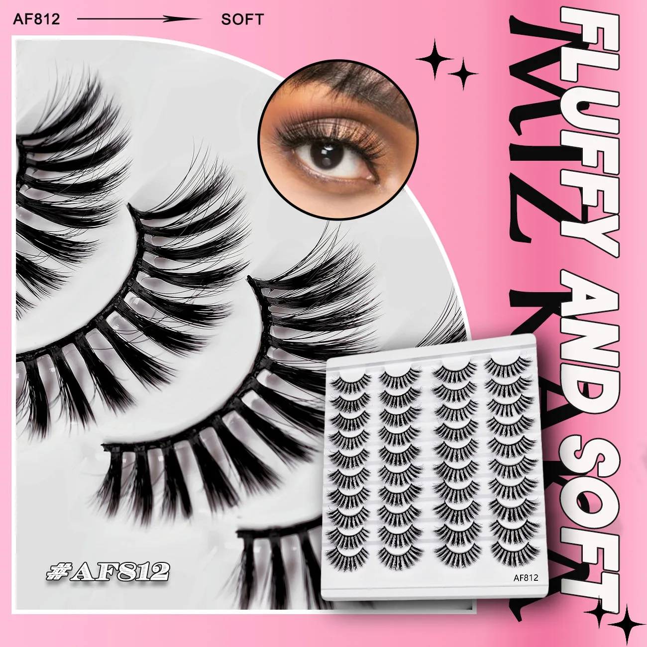 Ciglia finte 20 paia Fluffy Soft Wispy Volume ciglia finte lunghe 3D Faux Mink Eyelash Fox Cat Eye ciglia fatte a mano trucco