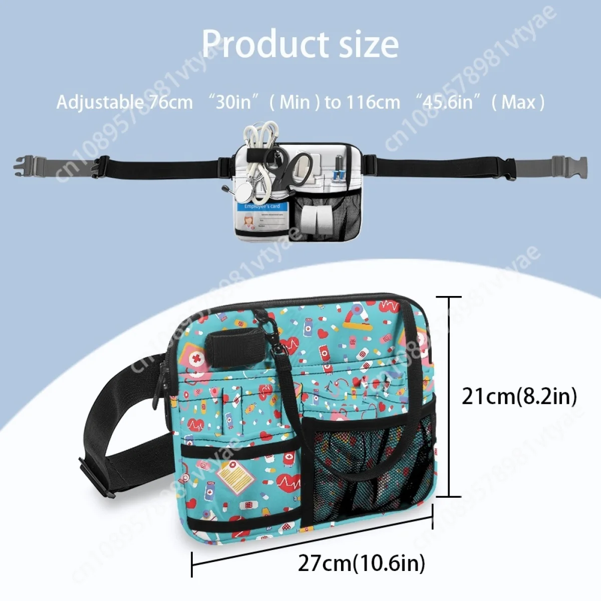 Nursing Tool Bags Care Accessories Cartoon Ambulance Medical Heartbeat Print Designer Waist Bag Gift Portable Medicine Storage