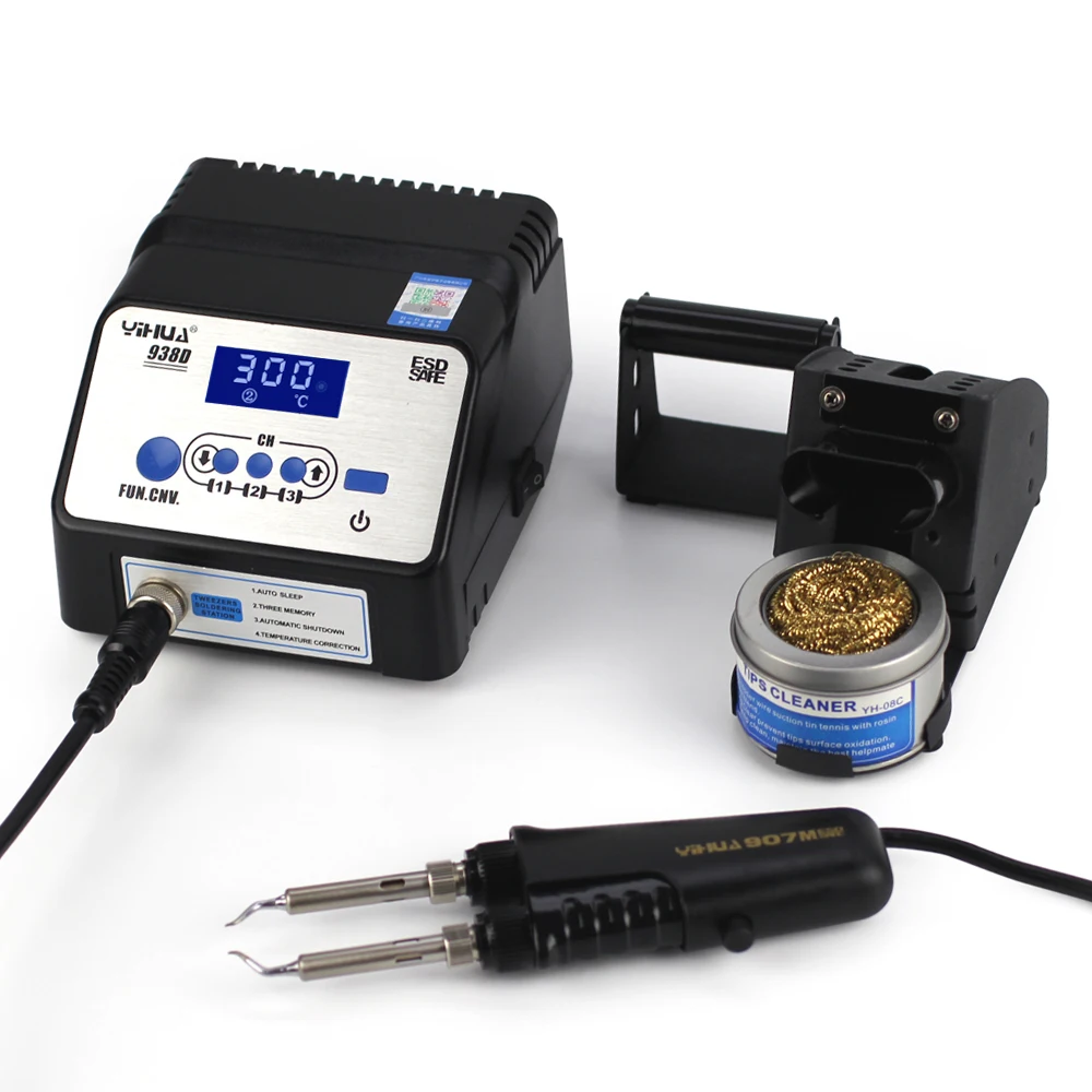 YIHUA 938D 110 V/220 V UE/USA PLUG pęseta lutownicza naprawa stacja lutownicza elektryczna gorąca pęseta do naprawy BGA SMD