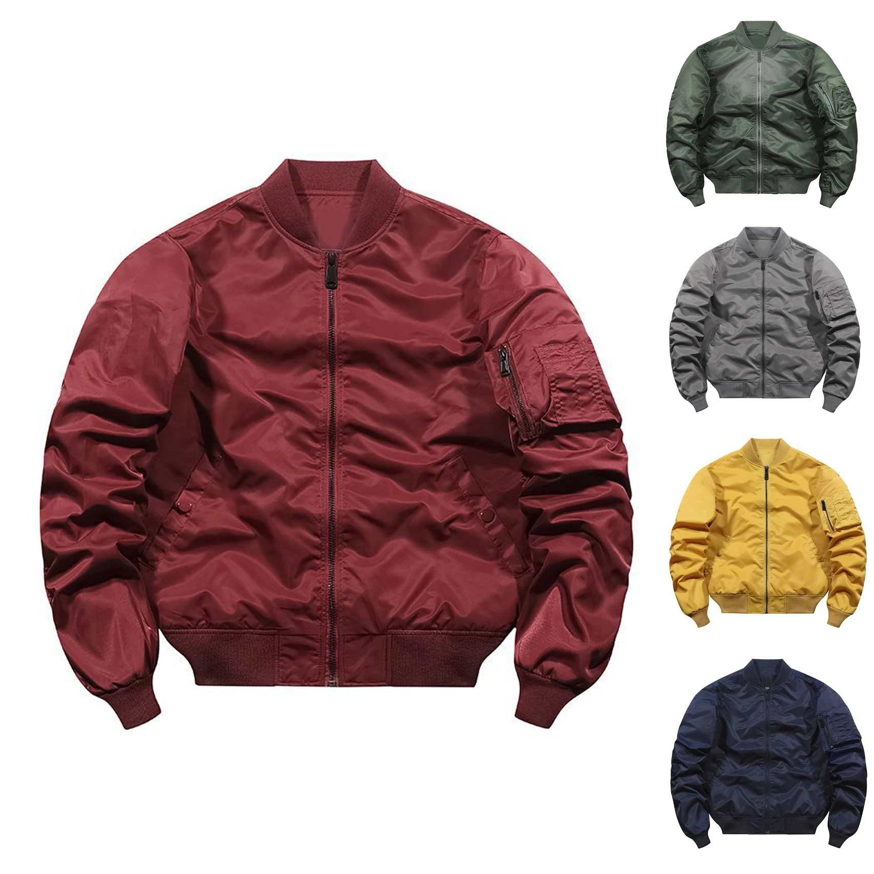 

Baseball Jacket Men's Hiking Windbreaker Military Army Bomber Jacket Casual Fishing Coats Zipper Pockets Outwear Tops