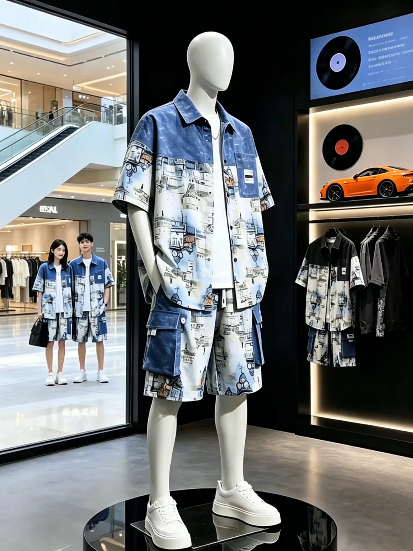 

Men's Summer Tie Dye Short Sleeve Ice Silk Casual Shirt And Shorts Set Trendy Brand Cool Looking Workwear for Teens