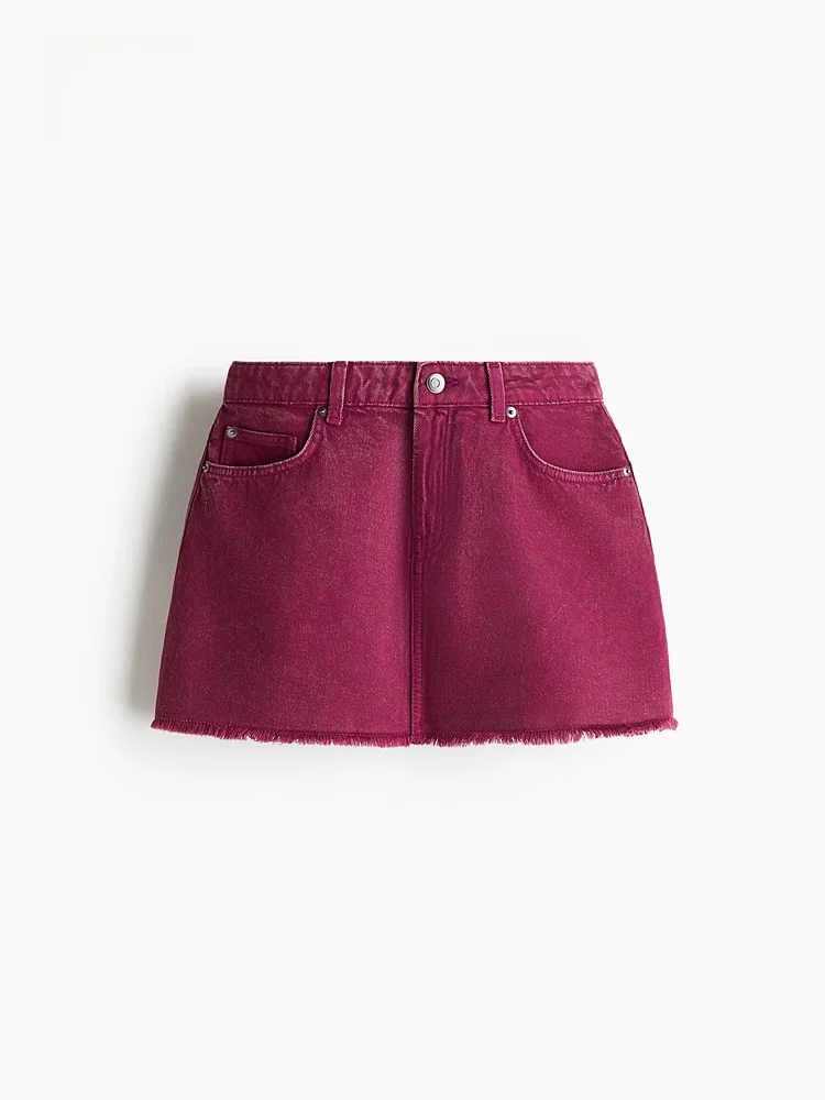 H&M 여성 프리미엄 퀄리티 면 소재 미드 웨이스트 디자인의 패셔너블한 A라인 데님 스커트 겨울 컬렉션