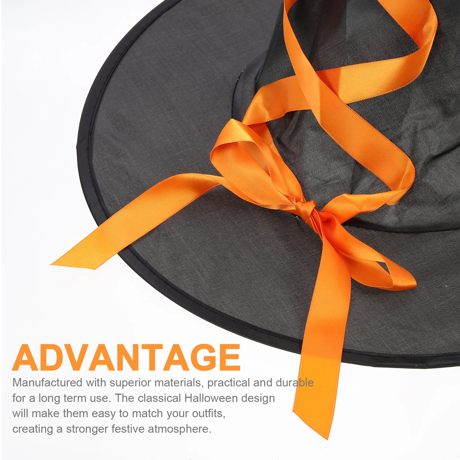 

Witch Hat Set Halloween Costume Witches Broom Decorative Caps Adult Black Long Use Classic Photo Stage Theme Parties
