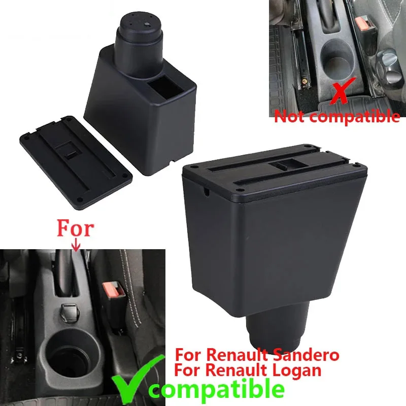 For Renault Logan 2 Armrest For Dacia Logan 2 dokker Renault Sandero 2 Car Armrest Box Interior Retrofit Accessories Storage Box