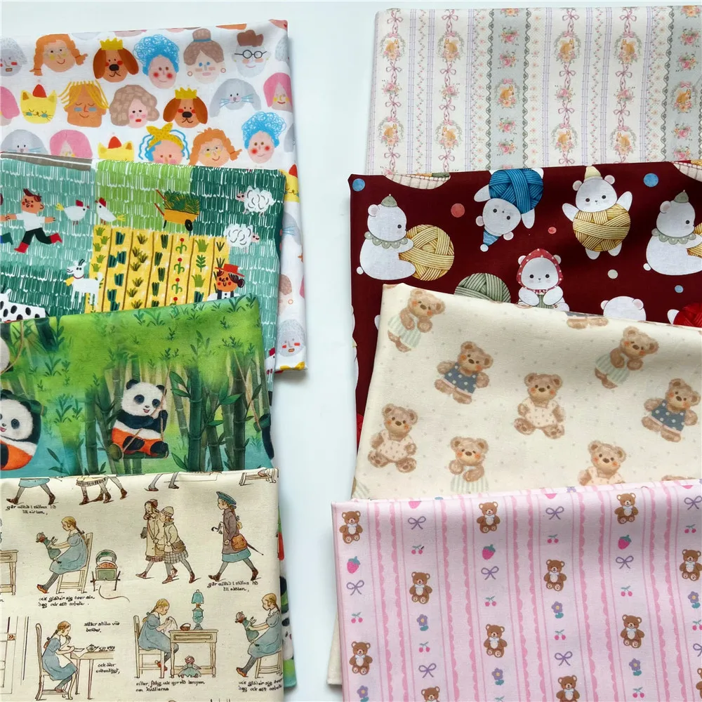 Animal Cartoon Panda bear animal Cotton Fabric Patchwork Sewing Quilting Fabrics Needlework For Tissue DIY Cloth Sewing