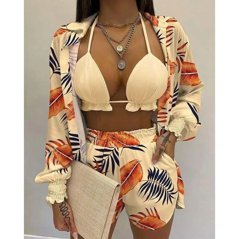 

Summer 2023 Women's Tee-Piece Suit Faion Beach Sle Cleanfit Polypropylene ort Sve Thin Non-deformable Ladies irt