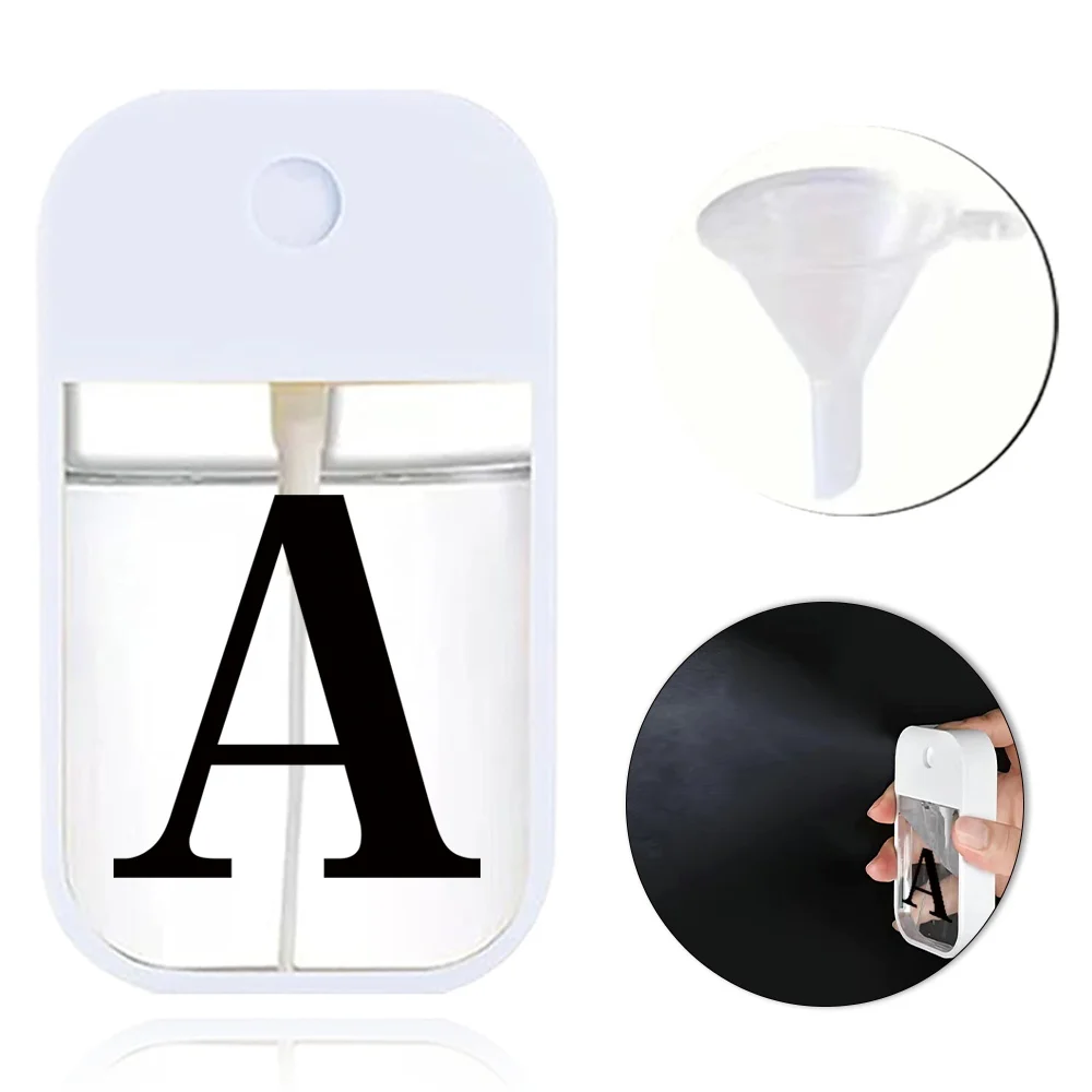 Refillable Perfume Bottle With Funnel Alcohol Disinfectant Split Bottle Portable Leakproof For Outdoors Black Letter Pattern