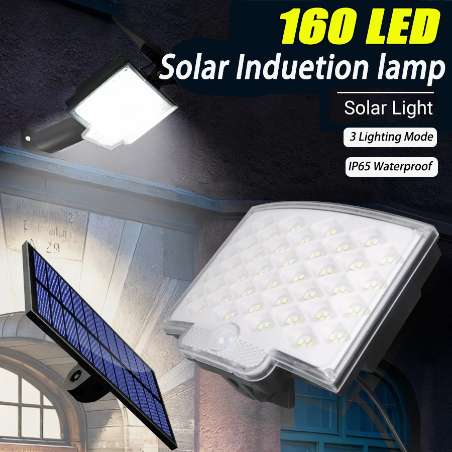 

D2 Ultra Bright Solar Lights Outdoor 160 LED 3000LM Solar Powered Motion Sensor Flood Lights Wall Lamp for Patio Garage Backyard