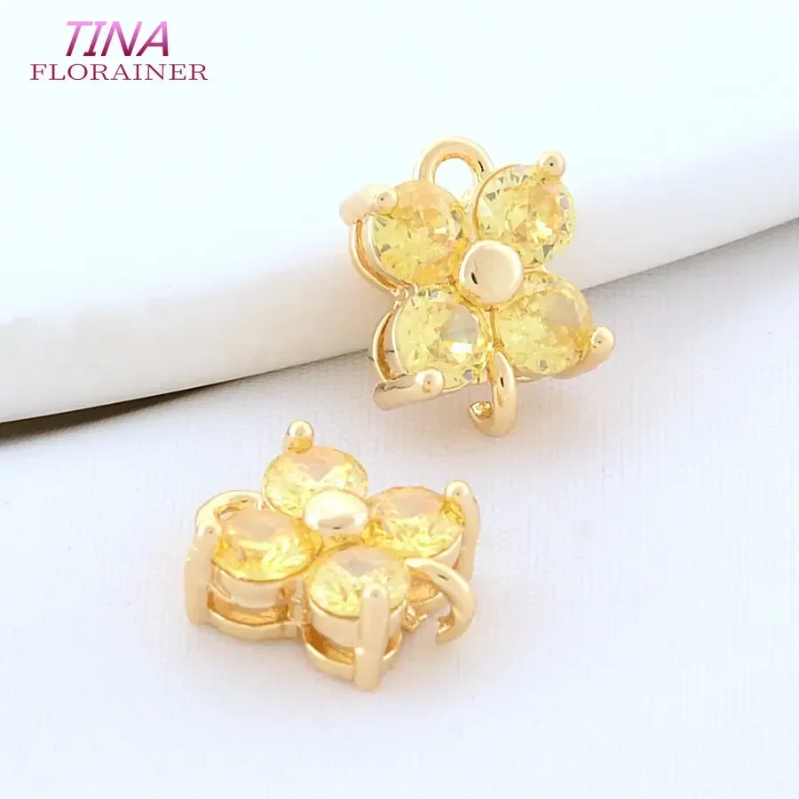 8*10MM 14K Gold Color Brass 2 Holes Flowers Connectors Charms Pendants Necklace Jewelry Making Supplies Diy Accessories