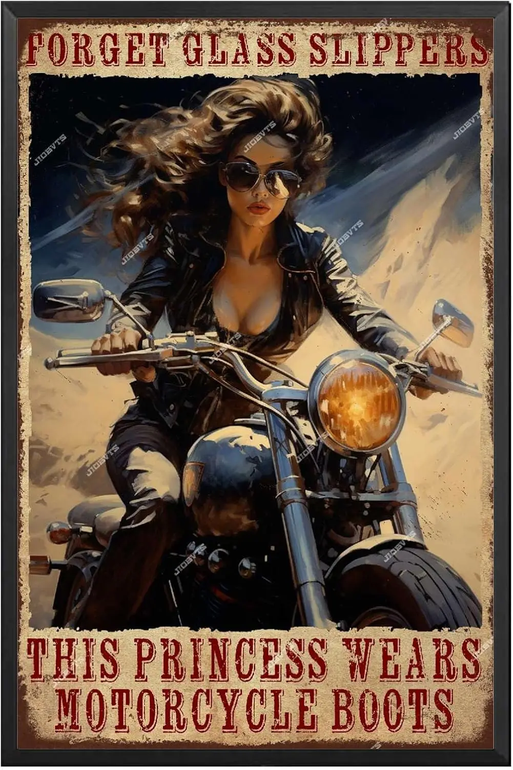 Aluminum Sign Vintage Art Tin Sign Forget Glass Slippers This Princess Wears Motorcycle Boots Tin Sign Vintage Art Wall Decor Si