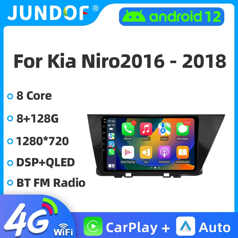 

Jundof Screen CarPlay Radio For KIA NIRO 2016-2018 Android Auto 4G Car Multimedia Player Stereo GPS Navigation Ai Voice DSP WIFI