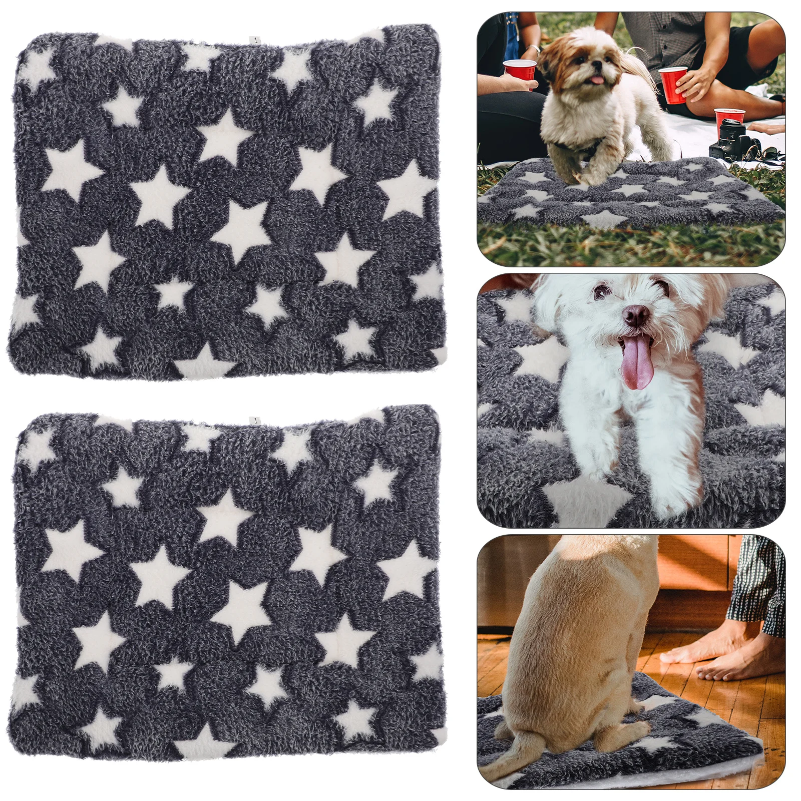 

2Pcs Pet Floor Sleeping Mat with Non-Slip Bottom Suitable for Crate Car Room Use Soft Warm Dog Cat Blanket Pet Sleeping Mat