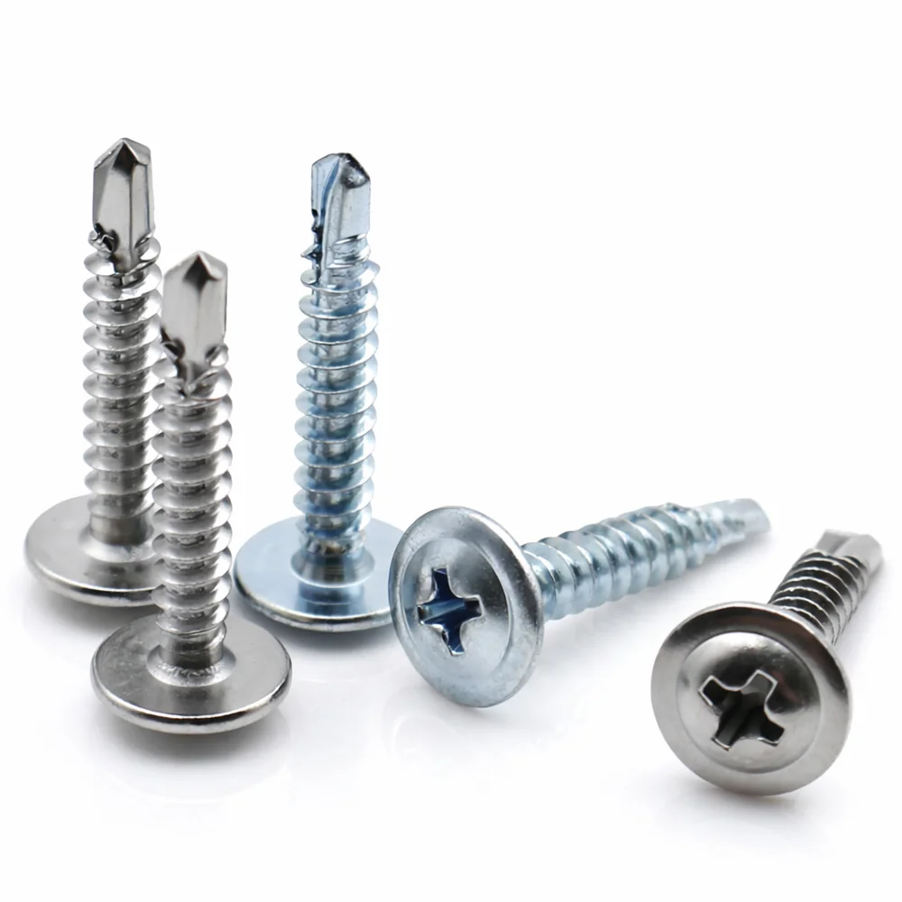 Phillips Truss Head Self Drilling Screws with Washer 410 304 Stainless Steel Carbon Steel for Metal Roofing M4.2 M4.8