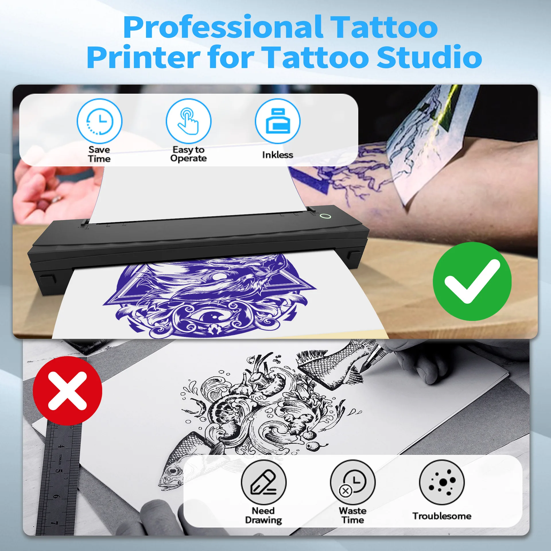 Kabelloser Tattoo-Drucker, Blu – Commercial Document Printing Bewertung und Preis
