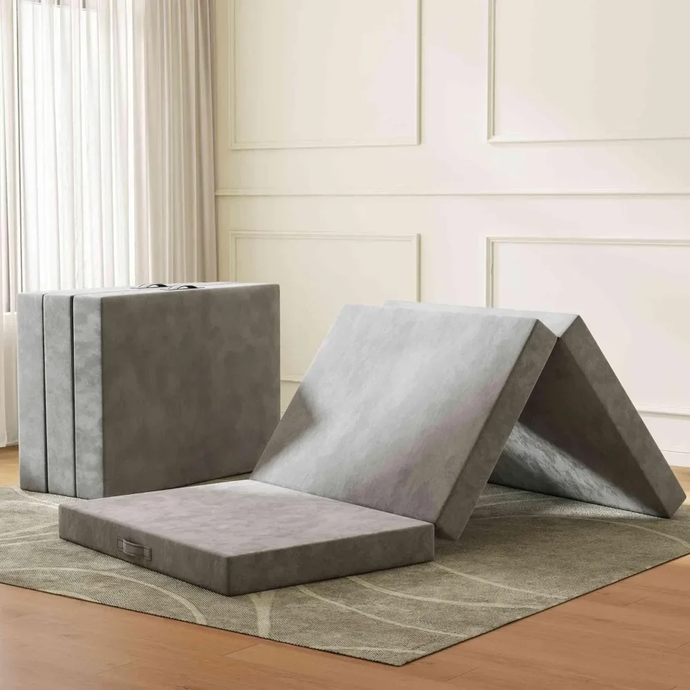 

Tri-Fold Memory Foam Mattress, with Washable Covers, Reversible Design, Foldable Mattress Topper,6 inch Single Folding Mattress