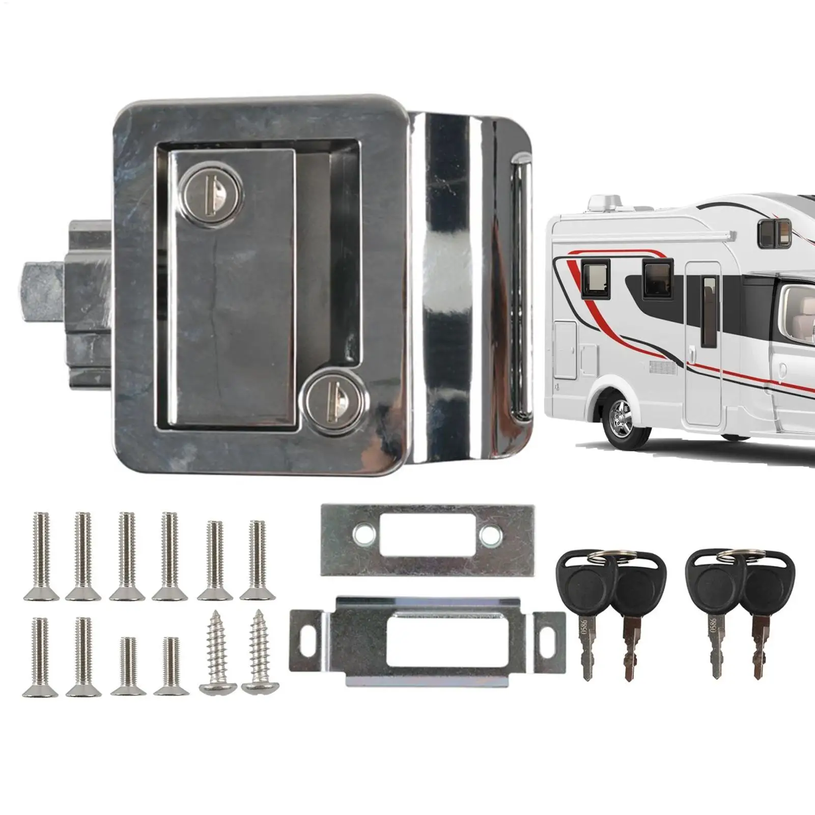 

Rv Lock Heavy Duty Anti-Theft Metal With 2 Keys Travel Trailer Door Lock Replacement For Cargo Exterior Outdoor Inside Travel