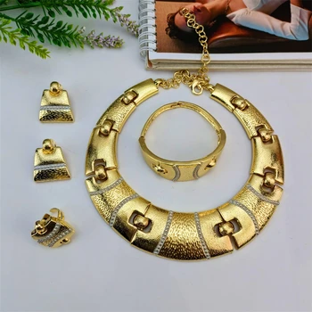 Ensemble de bijoux pour femmes en solde chaude EMMA 2023 Nouveau design doré collier bracelet bracelet bracelet bague africain 8 meilleures ventes pour collier Emma - No 6
