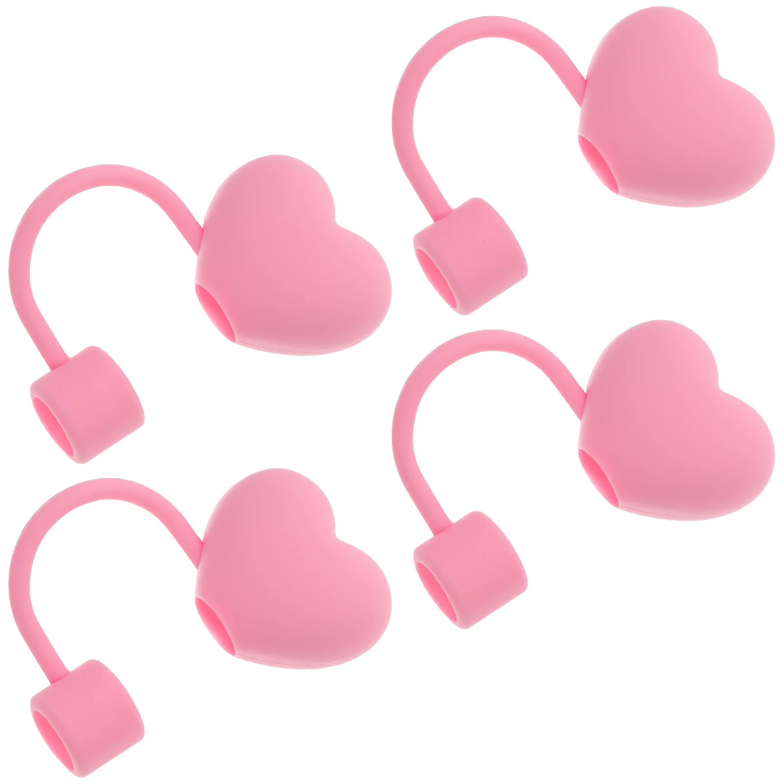 

4 Pcs Straw Simulation Stopper Tip Cover Cute Plug Party Favor Toppers Caps for Reusable Straws Pvc Heart Shaped Covers