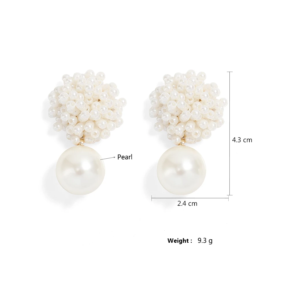 ZAKOL Korean Trendy White Spherical Imitation Pearl Drop Earrings for Women Elegant Bridal Wedding Jewelry