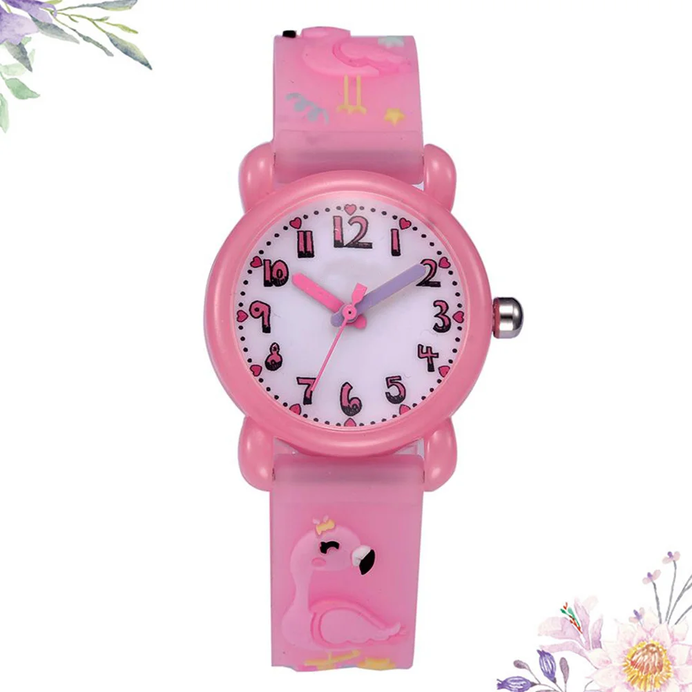 Waterproof 3D Kids Watch Flamingo Pattern Cartoon Wristwatch for Children Pink Durable Creative Gift Kids Watch