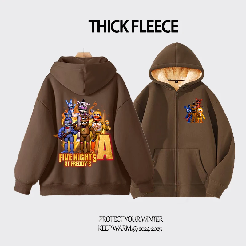 

Five Nights At Freddys Adult Fleece Hooded Sweatshirt Jacket FNAF Men Fashion Casual Coat Winter Warm Clothing Teenagers Costume