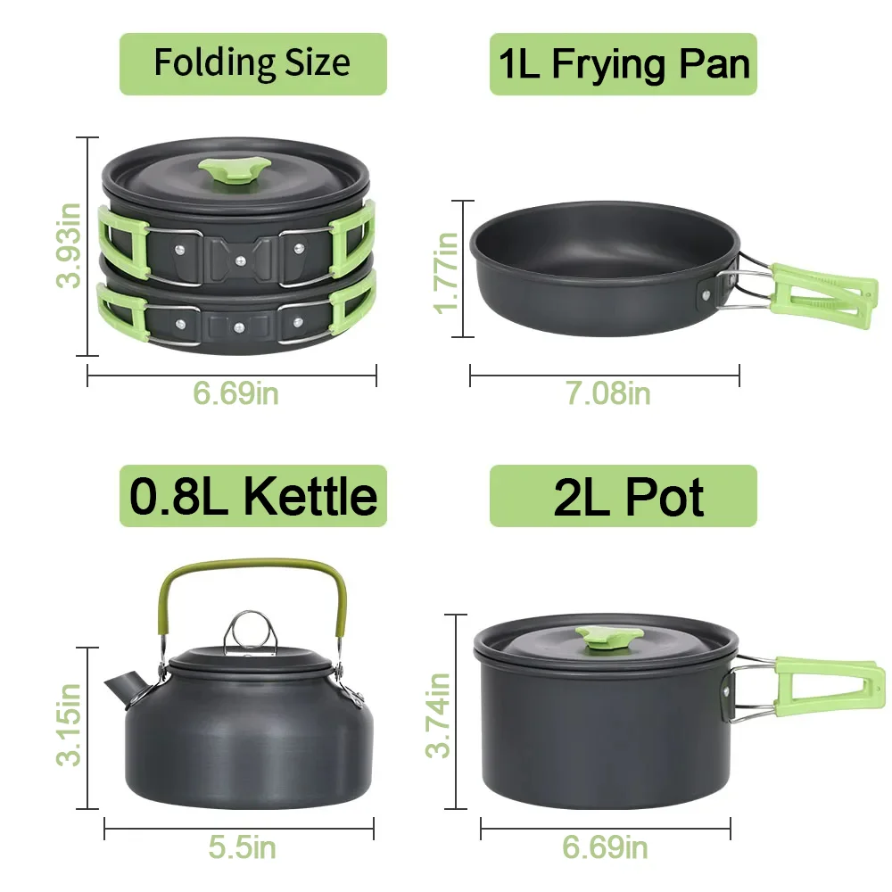 التخييم طقم حلل استانلس ستيل خفيفة الوزن المحمولة عموم غلاية أكواب ملعقة شوكة القاطع للنزهة التنزه تجهيزات المطابخ تجهيزات المطابخ السياحية قابلة للطي #3