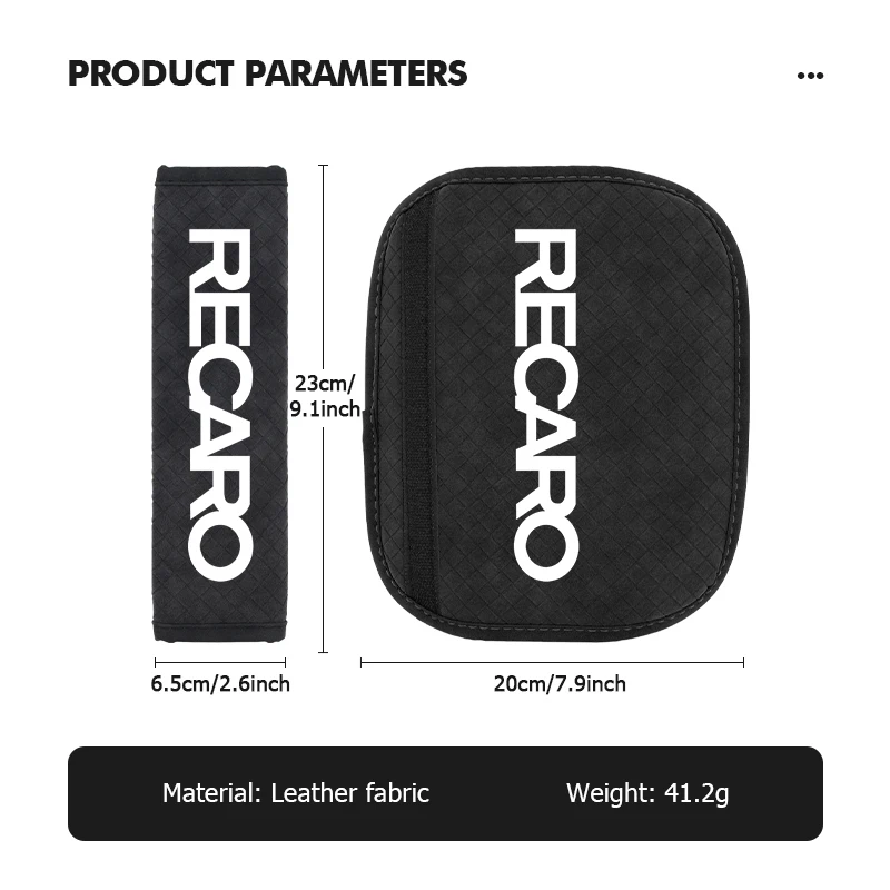 Car Seat Belt Covers Soft Leather Shoulder Pad Backpack Straps For Recaro view 6