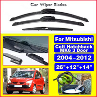 For Mitsubishi Colt Hatchback MK6 3 Door 2004 - 2012 Front Rear Wiper Blades Windshield Windscreen Window Accessories 26\