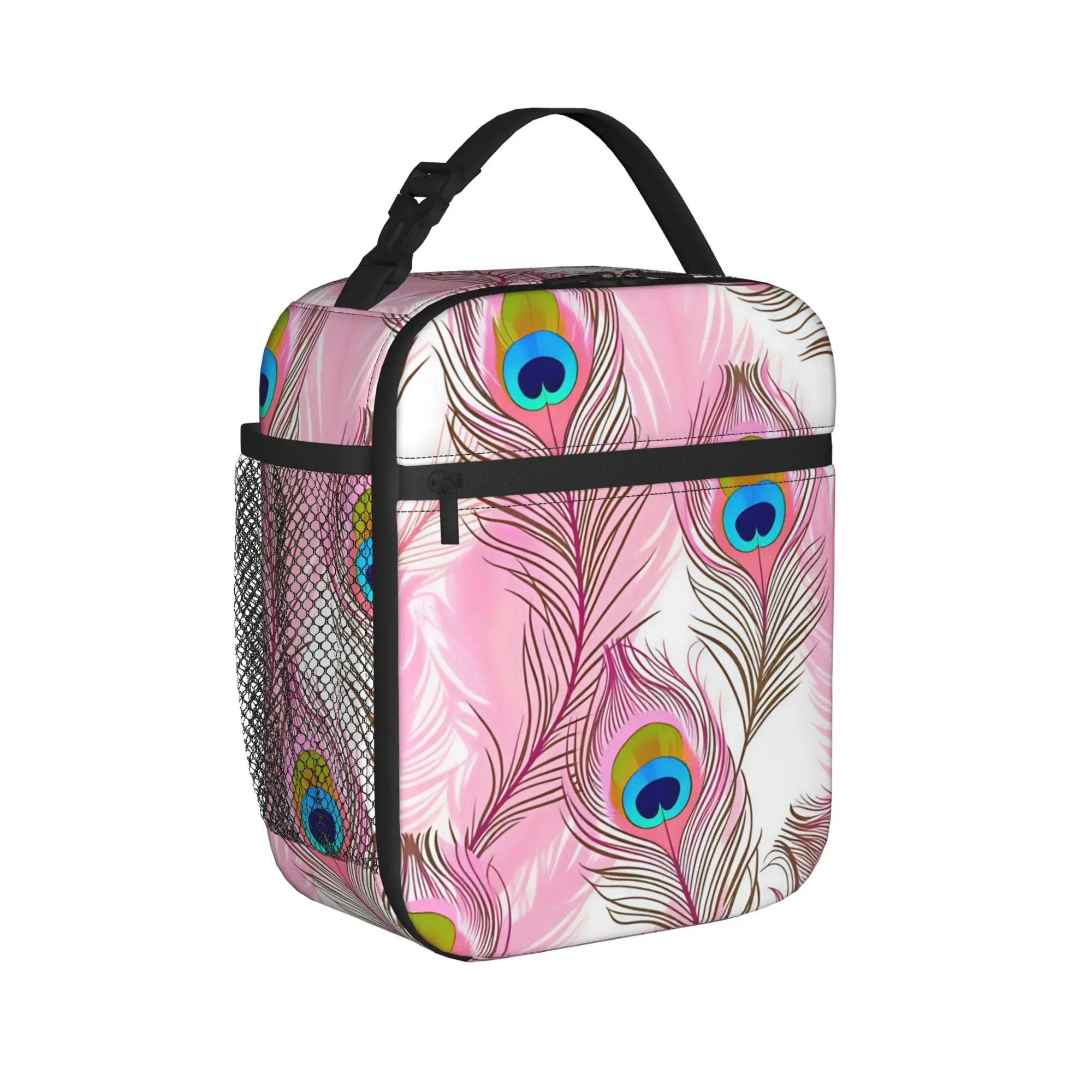 Peacock Feathers Ocellus  Lunch Bag  Office Lunch Box For Child Leisure Print Thermal Lunch Bags Waterproof Insulated Cooler Bag