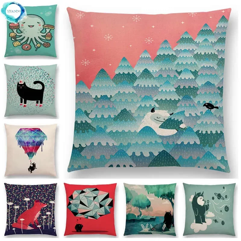 

25 Newest Designs Available Little Red Riding Hood Cushion Cover Fox in the Forest Pillowcase