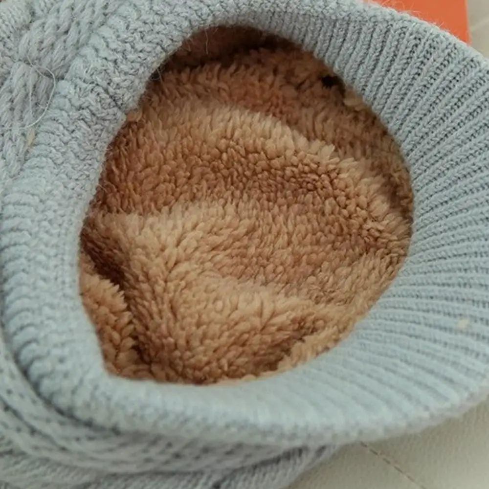 قبعة محبوكة شتوية دافئة للنساء من ريترو، والجري في الطقس البارد، والتخييم، والمشي، وقبعة تزلج عصرية مع قبعة شمسية #5