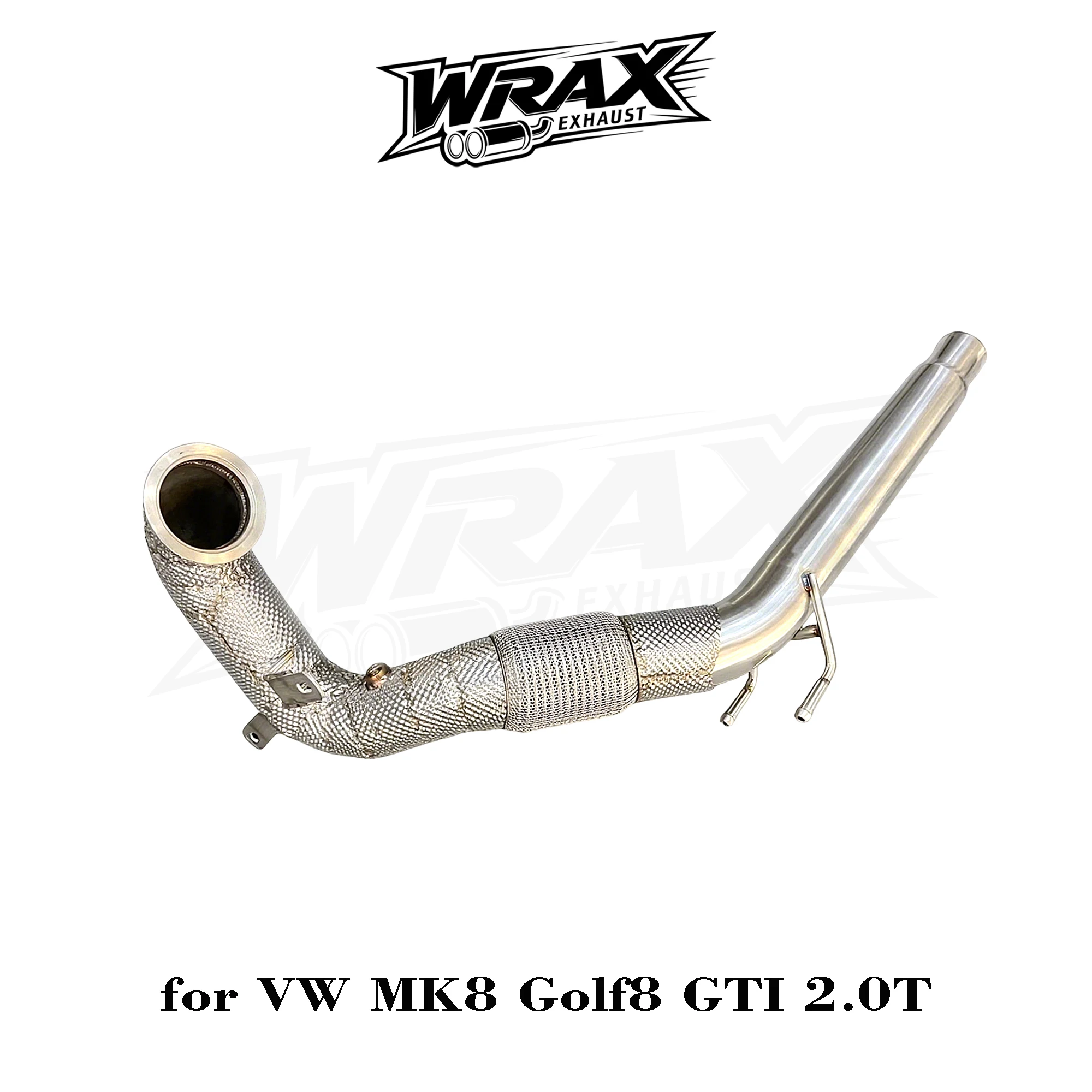 

WRAX for VW MK8 Golf8 Exhaust GTI 2.0T SS304 Sport Downpipe Gloss Silver Free Heat Shield Easy Install Direct Fit No Mod Needed