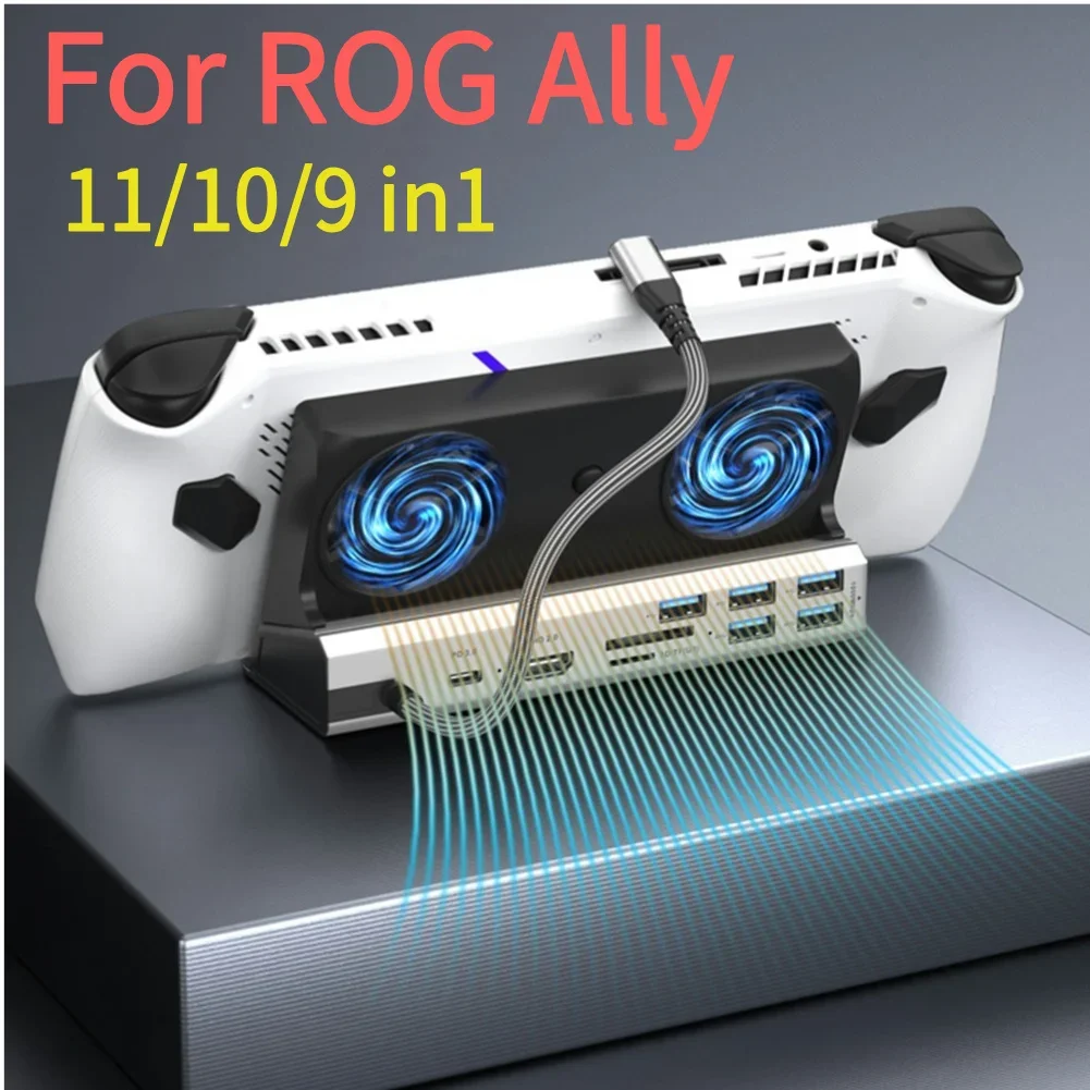 11/10/9 in1 For ROG Ally Game Console Dock Hub 4K 60Hz 1000Mbps Type-C USB 3.0 2.0 Gigabit Ethernet 1000Mbps Dock Stand PD 100W