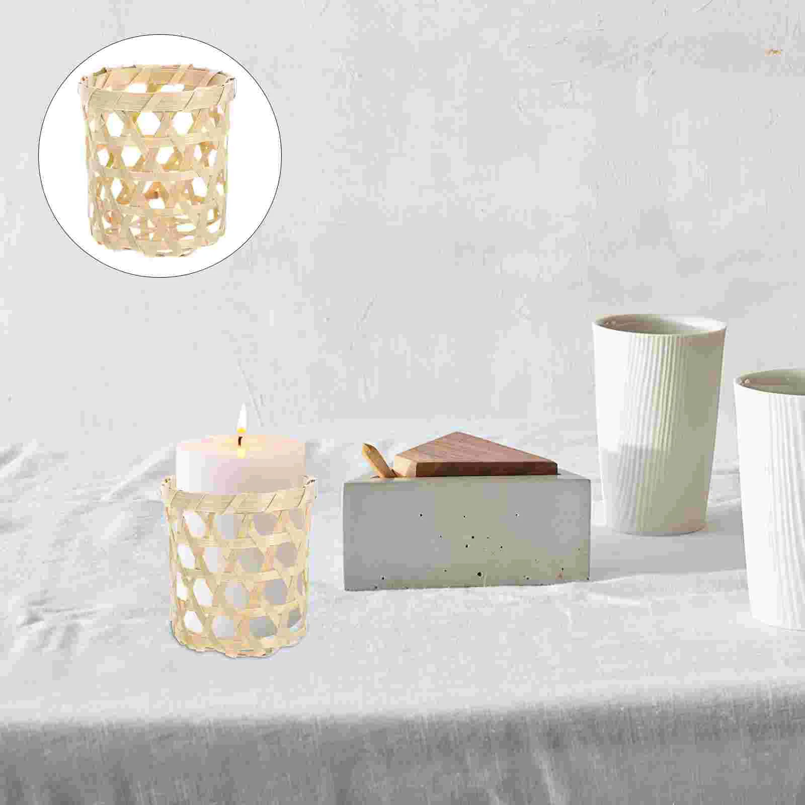 Bamboo Coaster Cup Accessory Holders Weaving Sleeves Protector Woven Home Anti-scald Covers Craft Basket