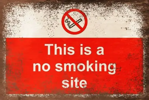 No Smoking Site Warning Notice, Aged Look Vintage Retro Style Sign, Car Park sign